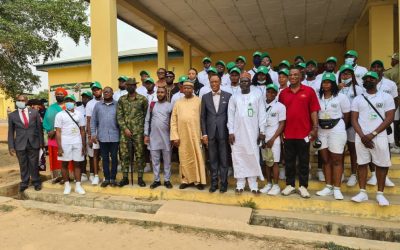 Ambassador Dr. Martin Uhomoibhi accompanied by Ambassador Abdulazeez Dankano and host of other officials from PAIGAS to the NYSC Orientation Camp Keffi, Nasarawa State, on 10th March 2022 to Sensitize Youth Corps Members on the Hazards of Irregular Migration