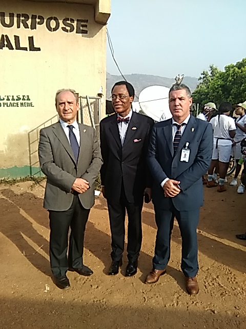 A courtesy visit by Spanish guests to PAIGAS: lectures delivered by His Excellency, Amb. Martin Uhomoibhi President of PAIGAS in NYSC orientation camp Kubwa, Abuja. Against Irregular migration.