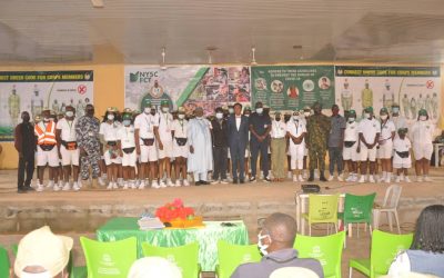 The President of Pan African Institute for Global Affairs and Strategy (PAIGAS) Ambassador Martin Uhomoibhi sensitizing Youth Corps Members on Stemming the Tides of Irregular Migration in NYSC Orientation Kubwa, Abuja, Nigeria on the 6th August, 2021.