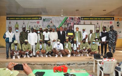 Ambassador (Dr) Martin Uhomoibhi accompanied by Amb. A. M. Dankano and Sunday Igweolisa Sensitized Youth Corps Members on Stemming the Tides of Irregular Migration in NYSC Orientation Camp Kubwa, Abuja. 8th-10th December 2021.