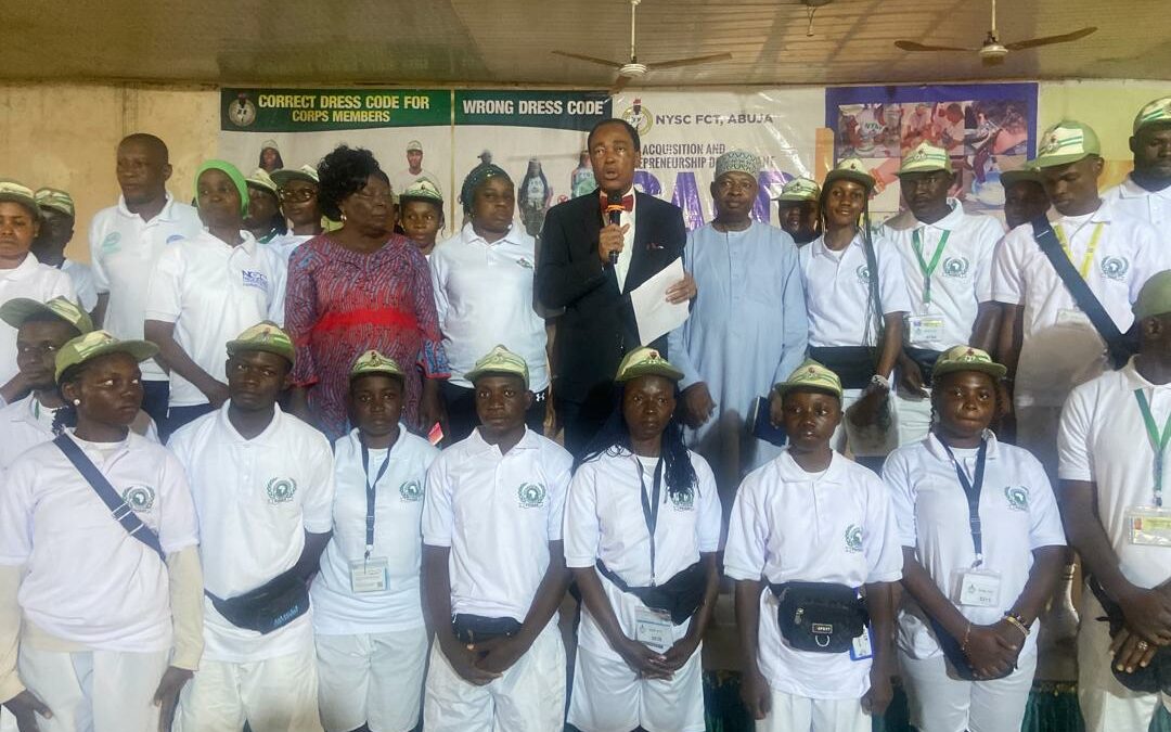 Ambassador Martin I. Uhomoibhi President and Founder of PAIGAS accompanied by Ambassador Abdulazeez Dan Kano, Dr. Mrs. Femi, Ibrahim Suleiman and other PAIGAS officials during a sensitization programme against Irregular Migration at the NYSC Orientation Camp Kubwa Abuja