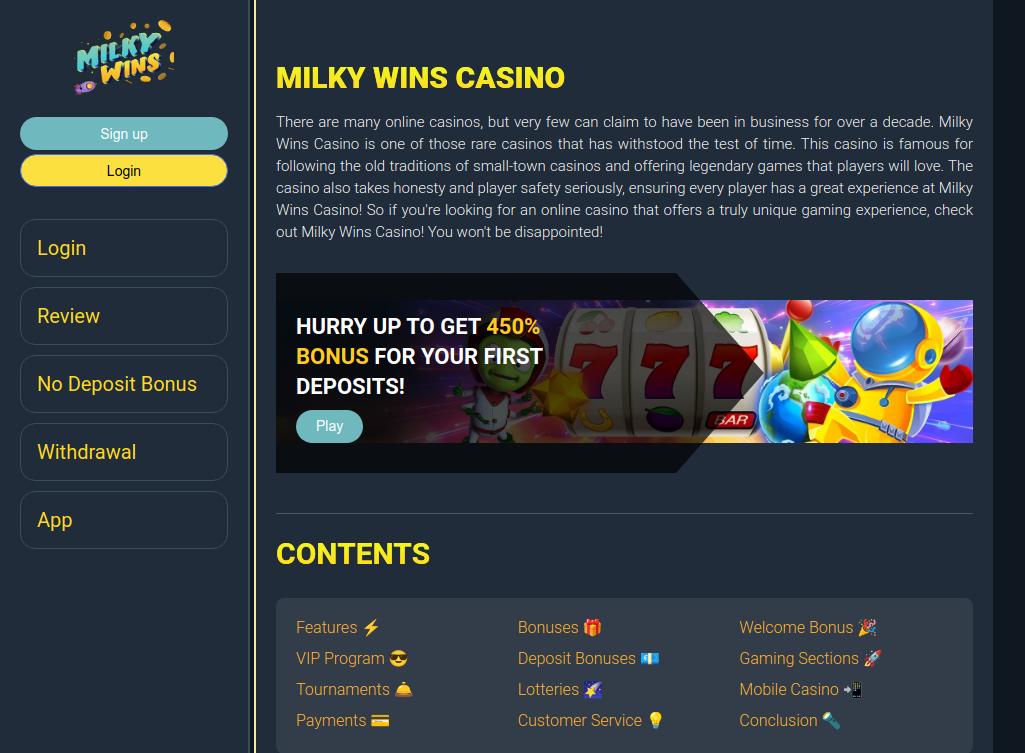 Explore the Stars Casino Milky Wins Awaits You! Explore the Stars Casino Milky Wins Awaits You!